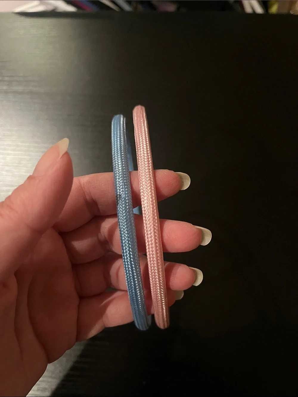 Satin-Look Hairband Duo — Blue & Pink